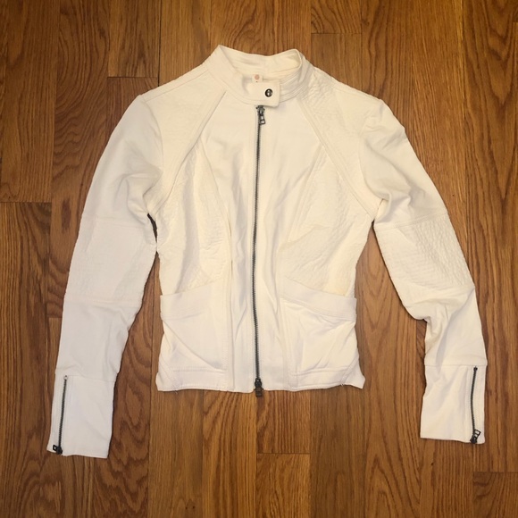 Anthropologie Daily Practice Ivory White Zip Modern Moto Jacket XXS - Picture 5 of 6
